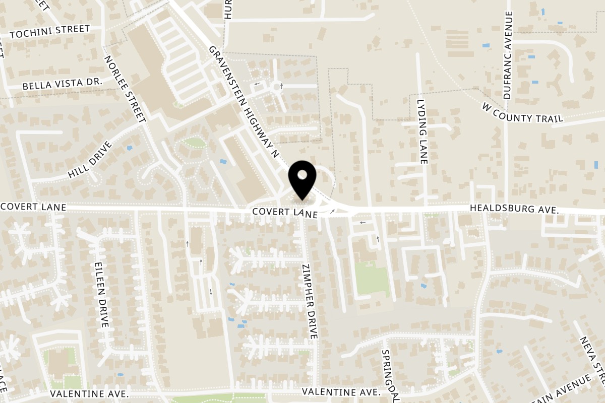 Map showing the location of Fandee's Restaurant Sebastopol on 7824 Covert Ln in Sebastopol